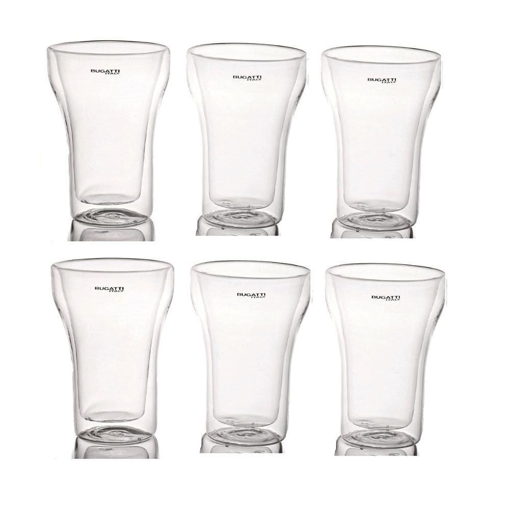 Jogo 6 Copos Dupla Parede Suco Drink 350ml Bugatti