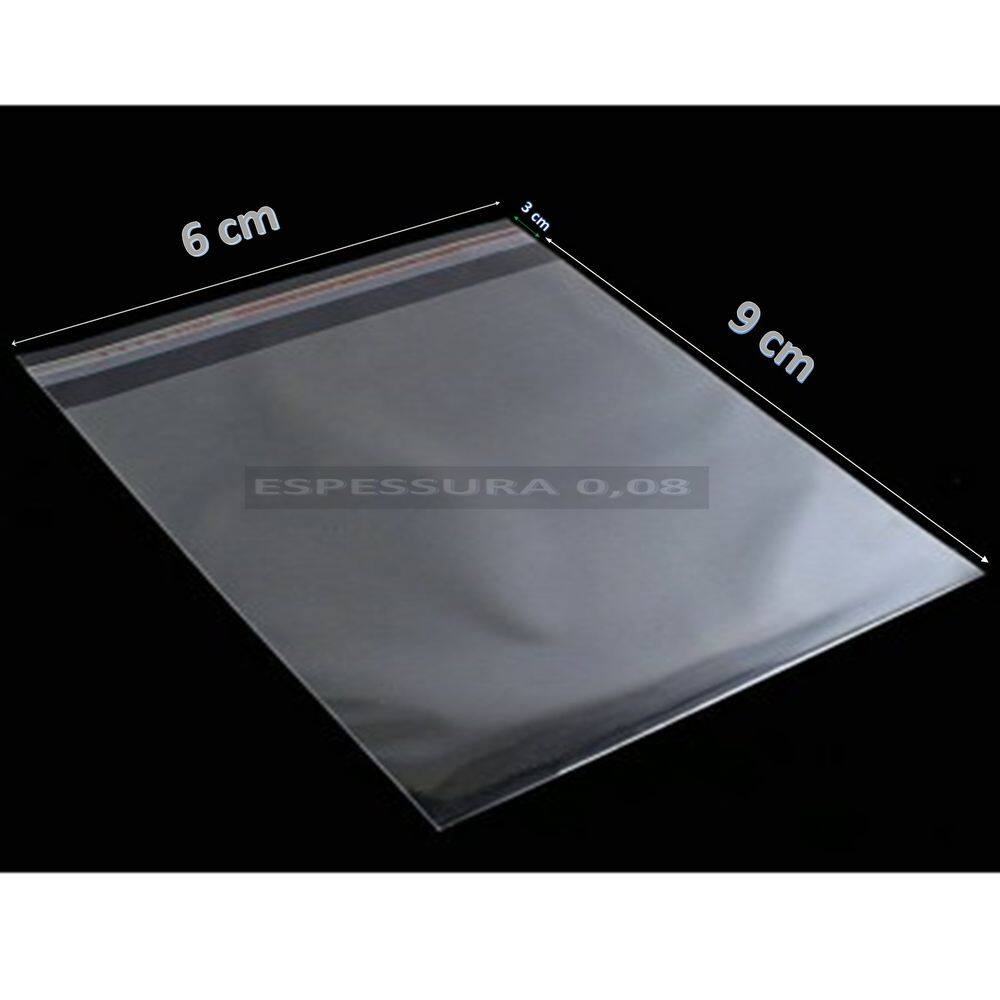 Saco Adesivado Plástico Transparente 6x9+3cm 1.000 Unidades 0,08