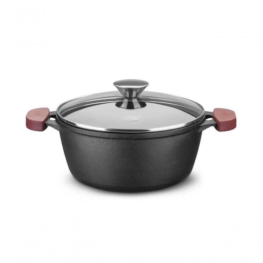 Caçarola De Ferro Com Tampa De Vidro - Forno/fogão 28cm Mta 8375