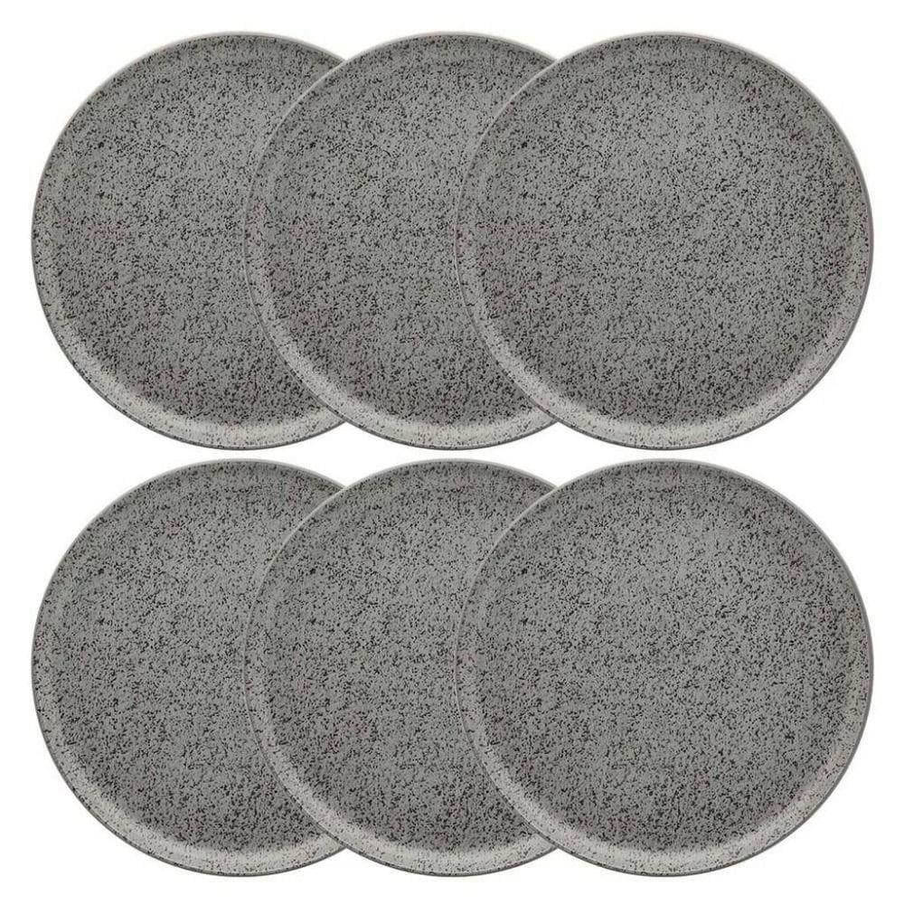 Conjunto De Pratos Rasos 06 Peças Flat Gray Oxford
