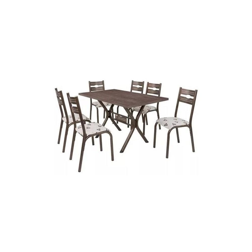 Conjunto Mesa de Jantar com 6 Cadeiras Luna Bronze