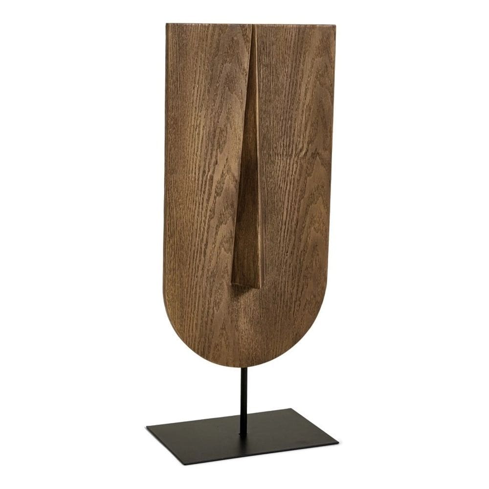 Escultura Face Em Polirresina Estilo Madeira 49Cm