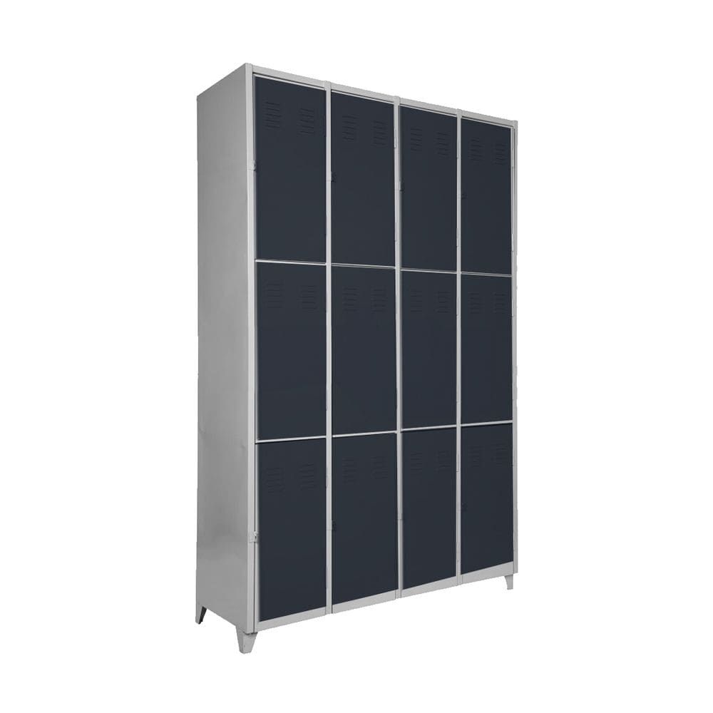 Armário Roupeiro Locker De Aço 12 Portas Vestiário Preto com Chave
