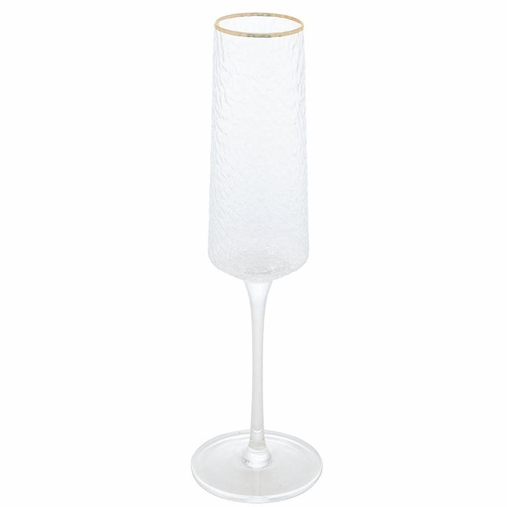Taça Para Champanhe Em Cristal Martelado Petra 300ml Lyor Transparente