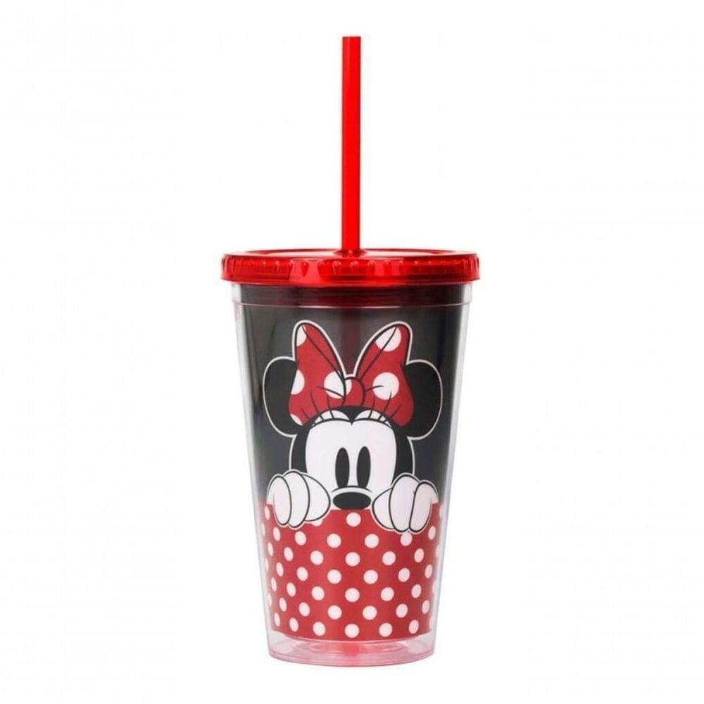 Copo Plástico Infantil Canudo Minnie 450ml - Disney