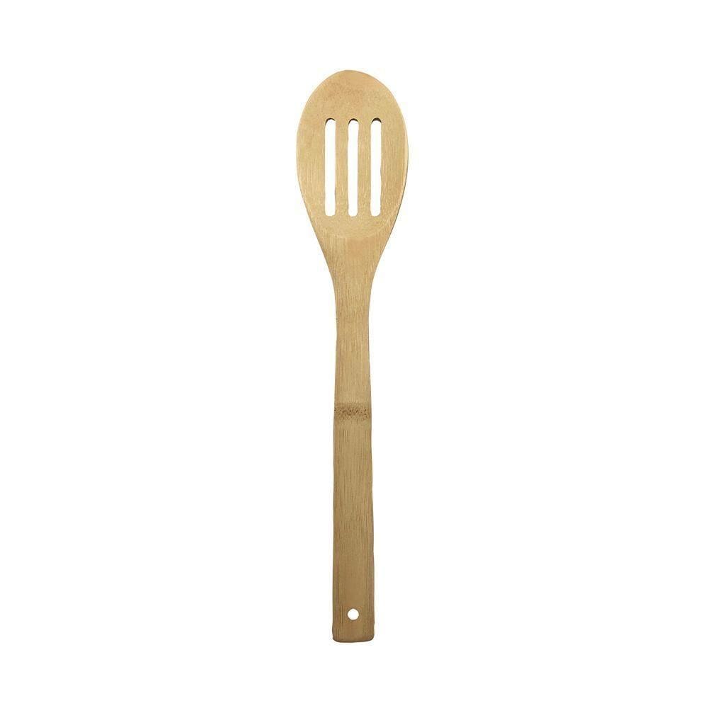 Colher Vazada De Bambu Mozcada 30cm Orgânica Multiuso