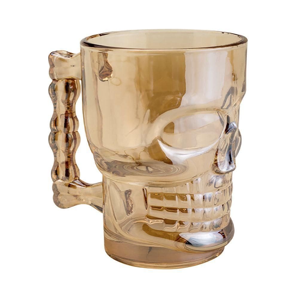 Caneca Para Chopp E Cerveja De Vidro Lyor Caveira Rock Style 510ml âmbar