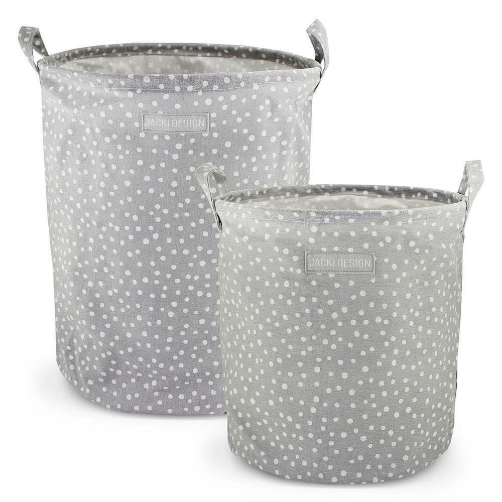 Conjunto De Cesto Para Roupa M E G Cinza - Bolinha