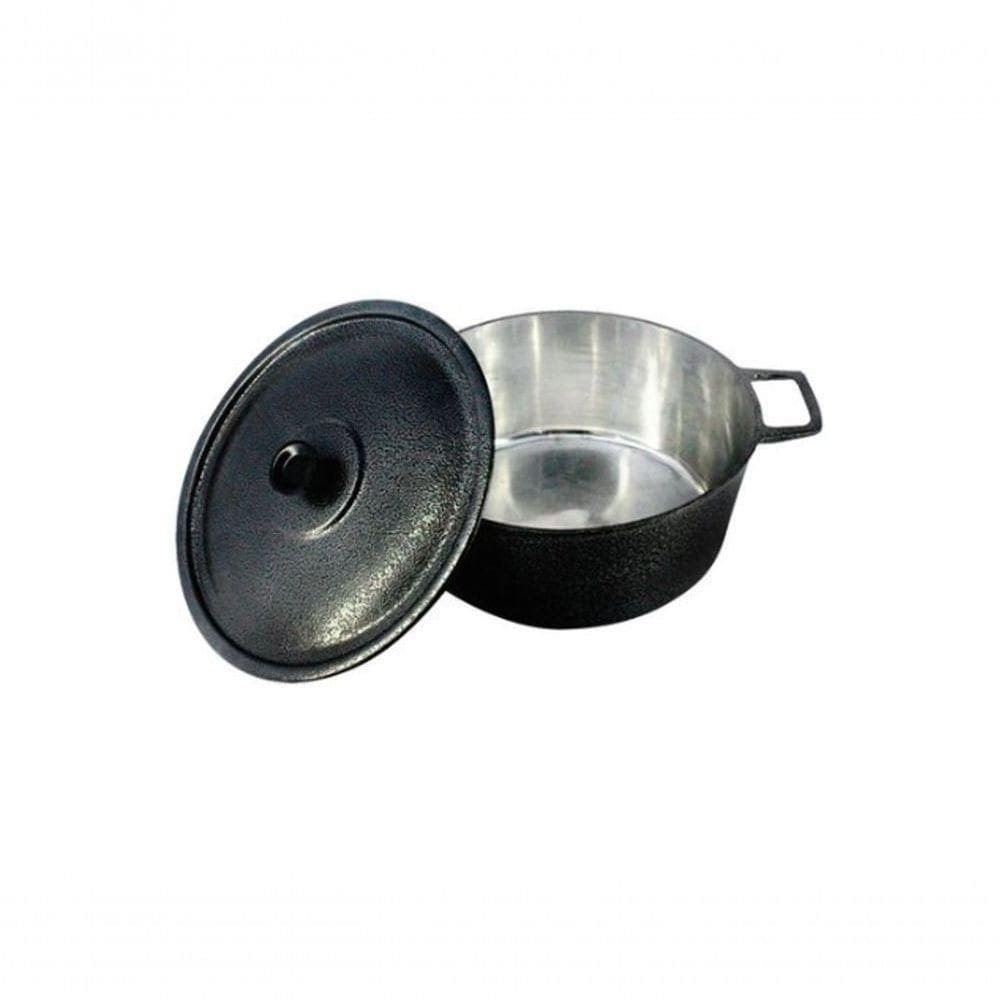Caçarola Panela Craqueada Alça Alumínio E Tampa 45Cm Preto