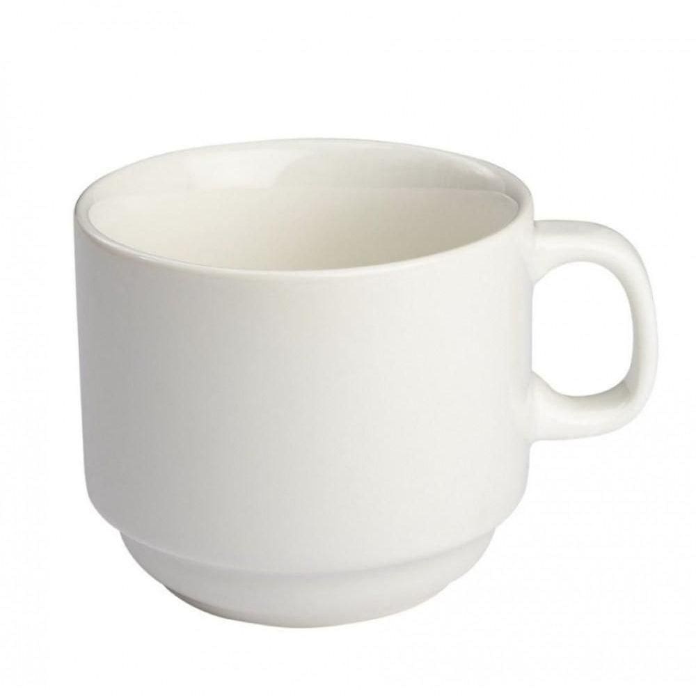 Jogo 48 Xicara De Cha Empilhavel 200 Ml Porcelana Branca