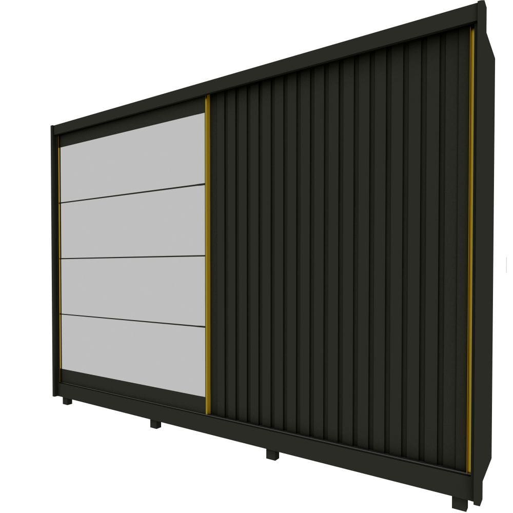 Guarda Roupa Casal Gelius Apolo 2 Portas de correr com espelho e 7 gavetas Grafite