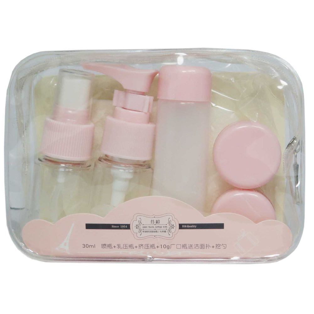 Kit Frascos De Viagem Rosa Pequeno 30Ml Necessaire Transparente - F3765