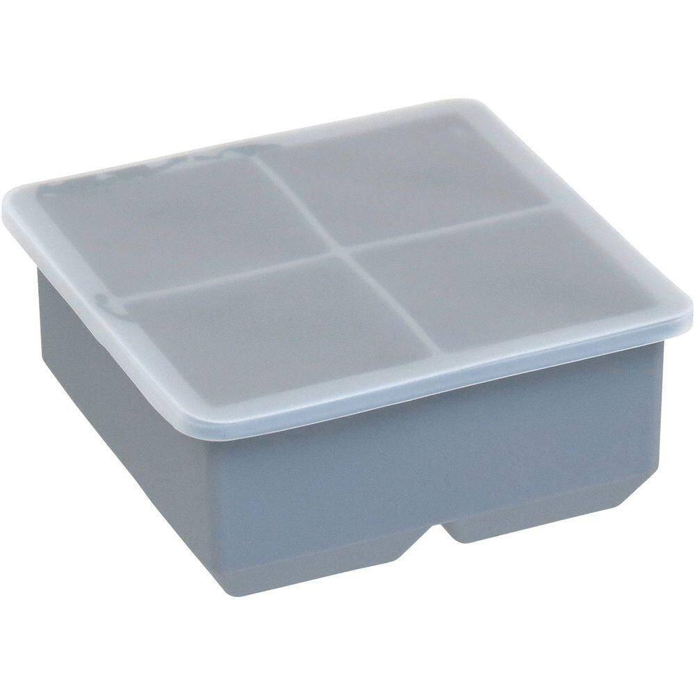 Forma De Gelo Com Tampa Silicone 5x11x11cm Cinza