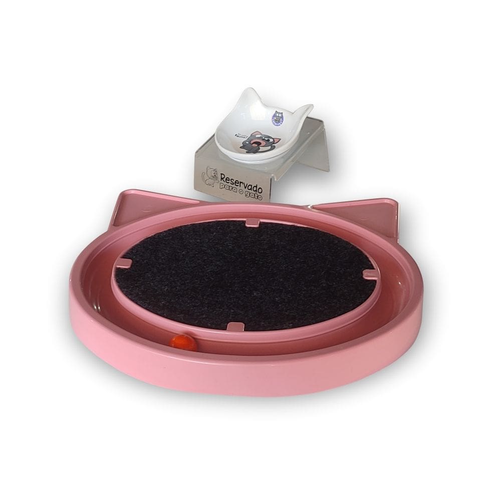 Kit Comedouro Elevado Transparente + Brinquedo Interativo com Bolinha para Pet