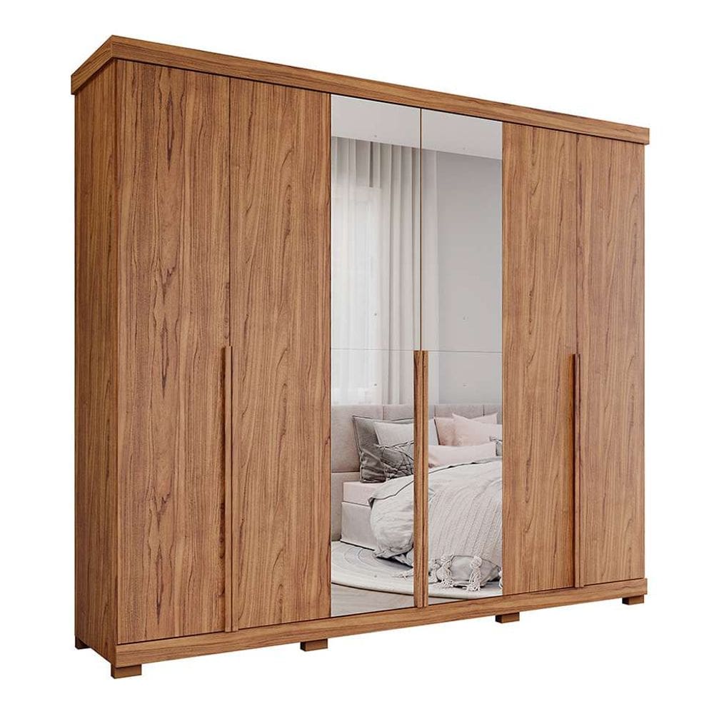 guarda-roupa casal com espelho guarapari 6 pt 6 gv cinamomo