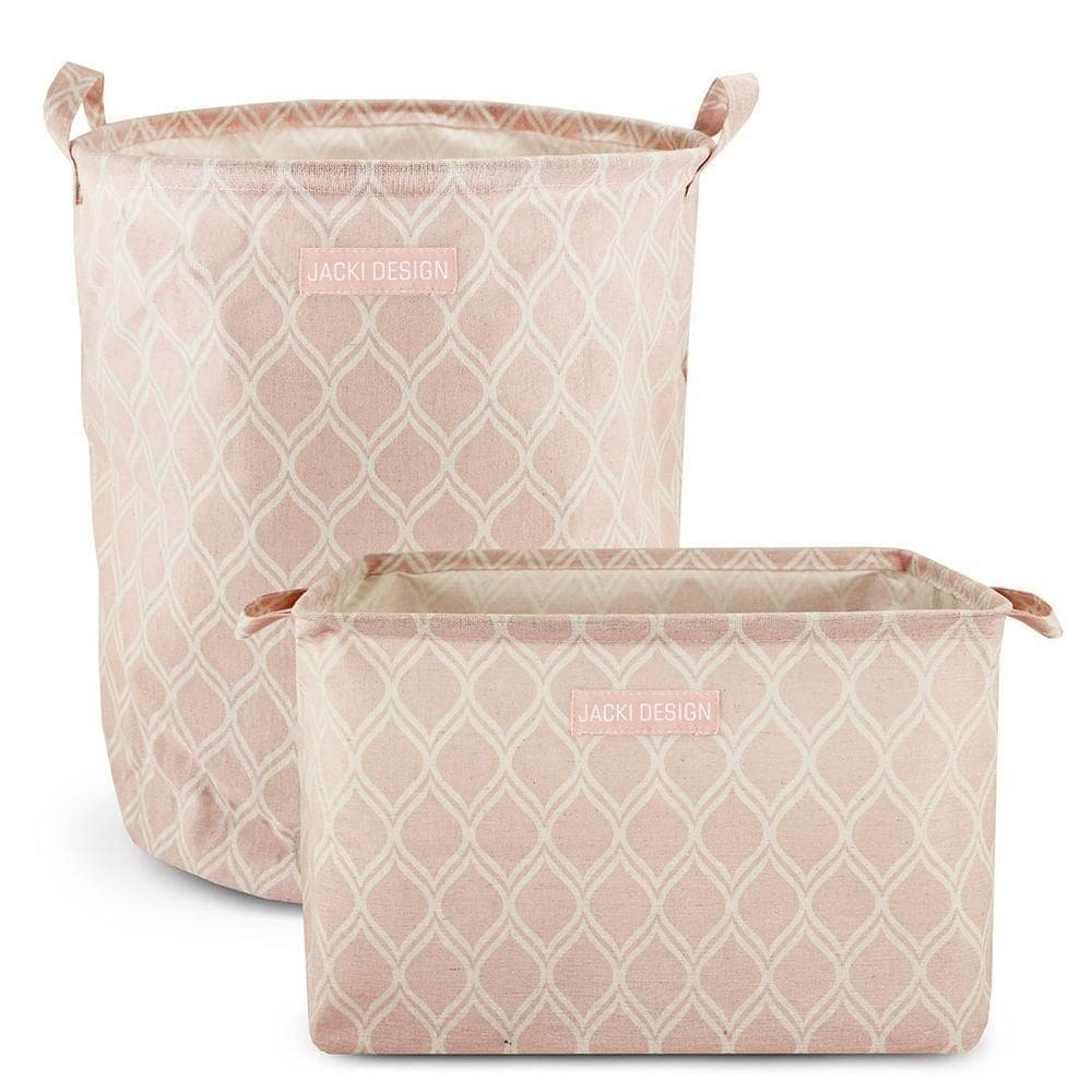 Conjunto De Cesto Para Roupa-brinquedo E Cesto Organizador Retangular Rosa - Listrada