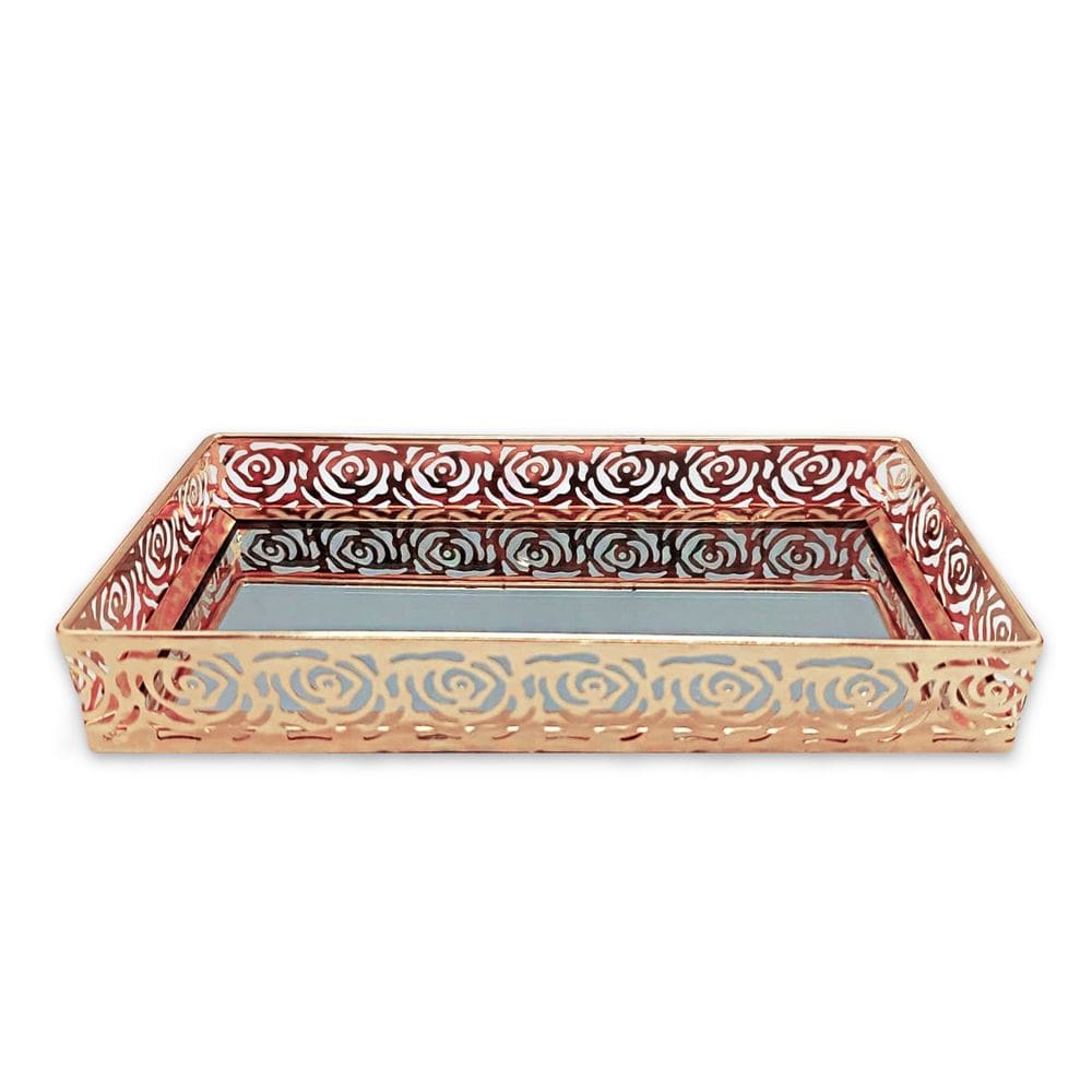 Bandeja Espelhada Rosas Roses Elegantes Decorativa 26x12