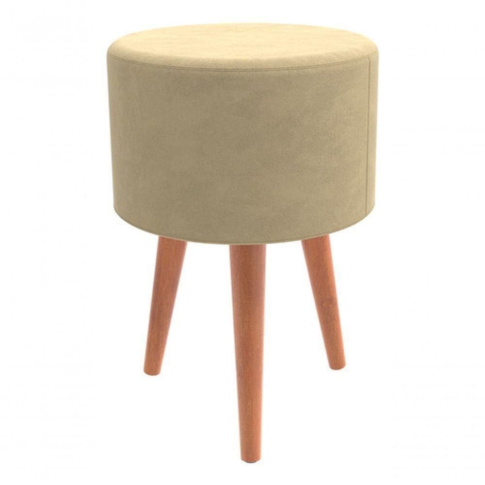 Puff Banqueta Redondo Luxo Decorativo Retro Vintage Rosé Bege