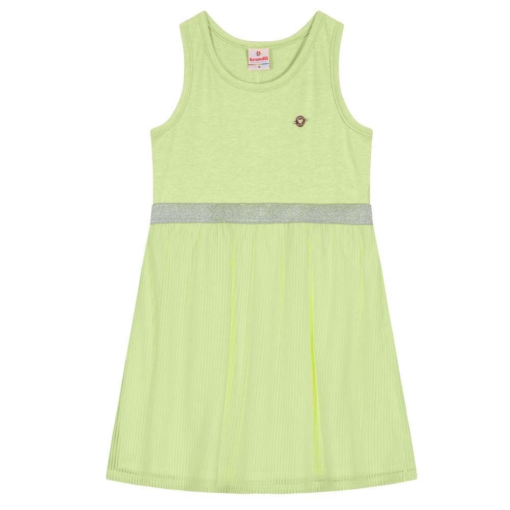 Vestido Em Cotton Infantil Menina Brandili Verde