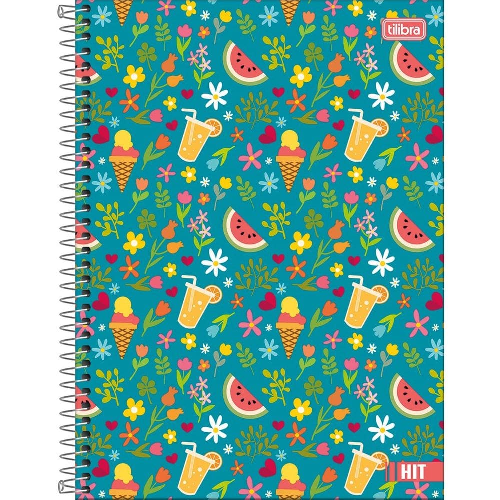 Caderno Espiral Grande Universitário 10 Matérias Hit Feminino 160 Folhas Capa Dura Tilibra