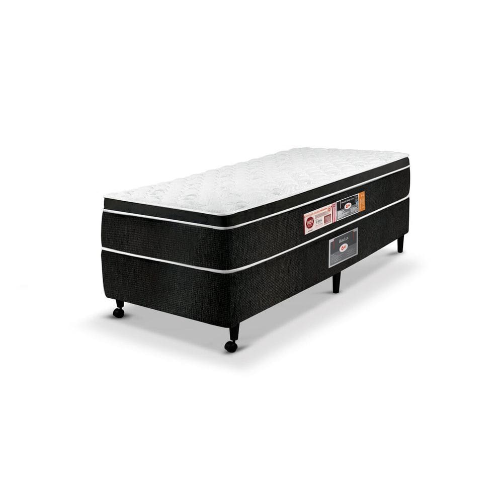 Cama Box Solteiro Castor Black e White Air One Face D33 88x188x50 + Box Castor