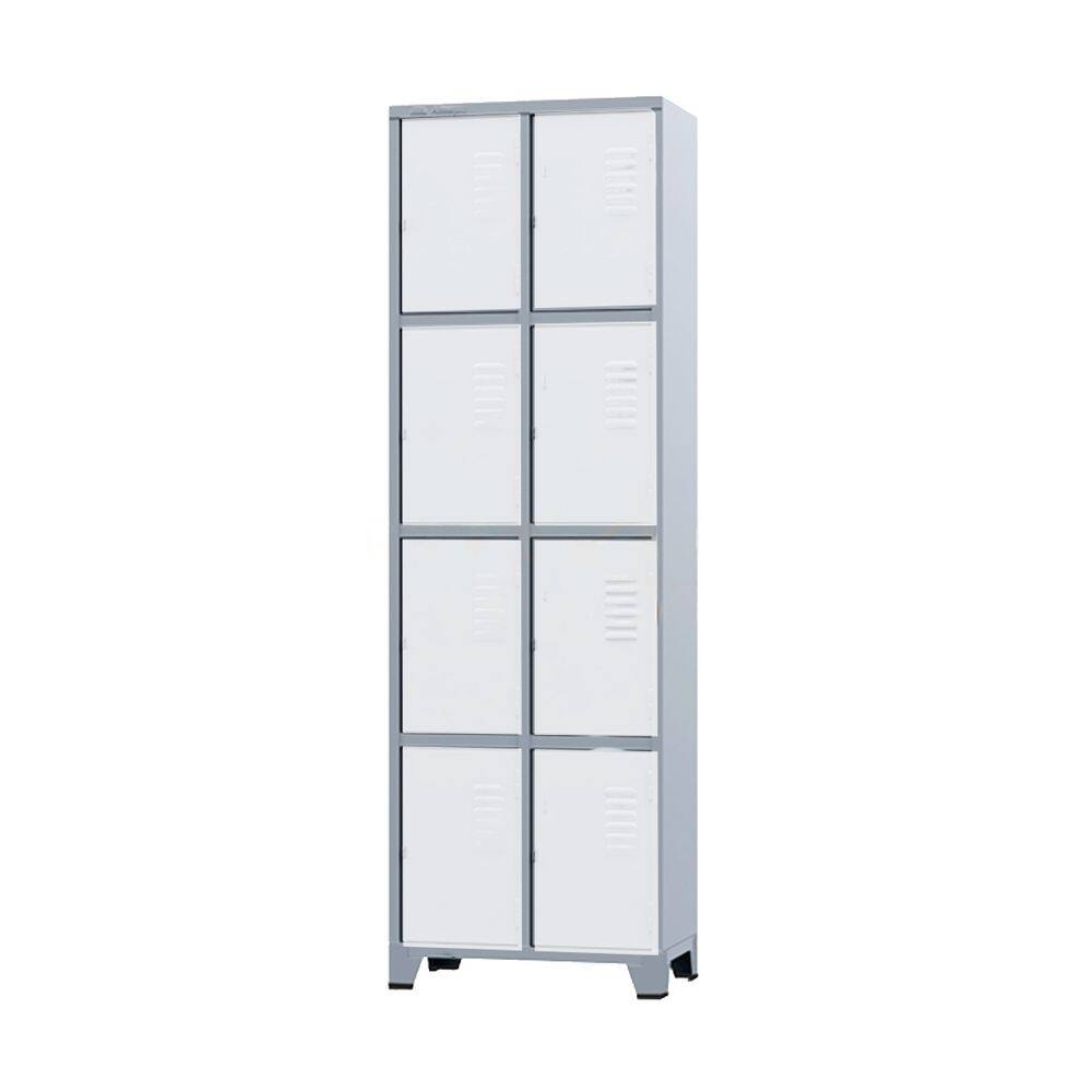 Armário Roupeiro De Aço Para Vestiário 8 Portas Branco com Chave