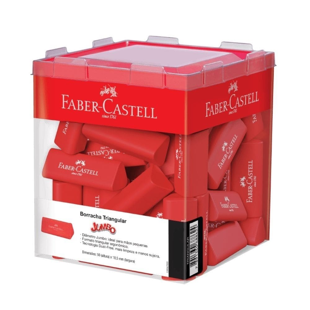 Borracha Escolar Triangular Vermelha Jumbo 1 Unidade Faber Castell