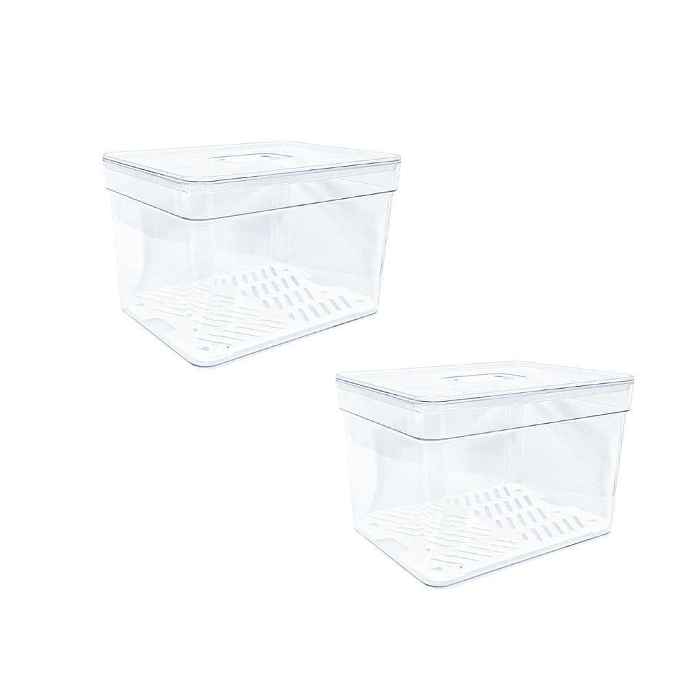 Kit 2 Cesto Organizador Conservador De Alimentos Cozinha Geladeira Armário Prático 3,8l Transparente