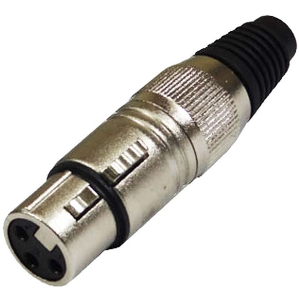 Conector Plug XLR Canon Fêmea Metal PRATA