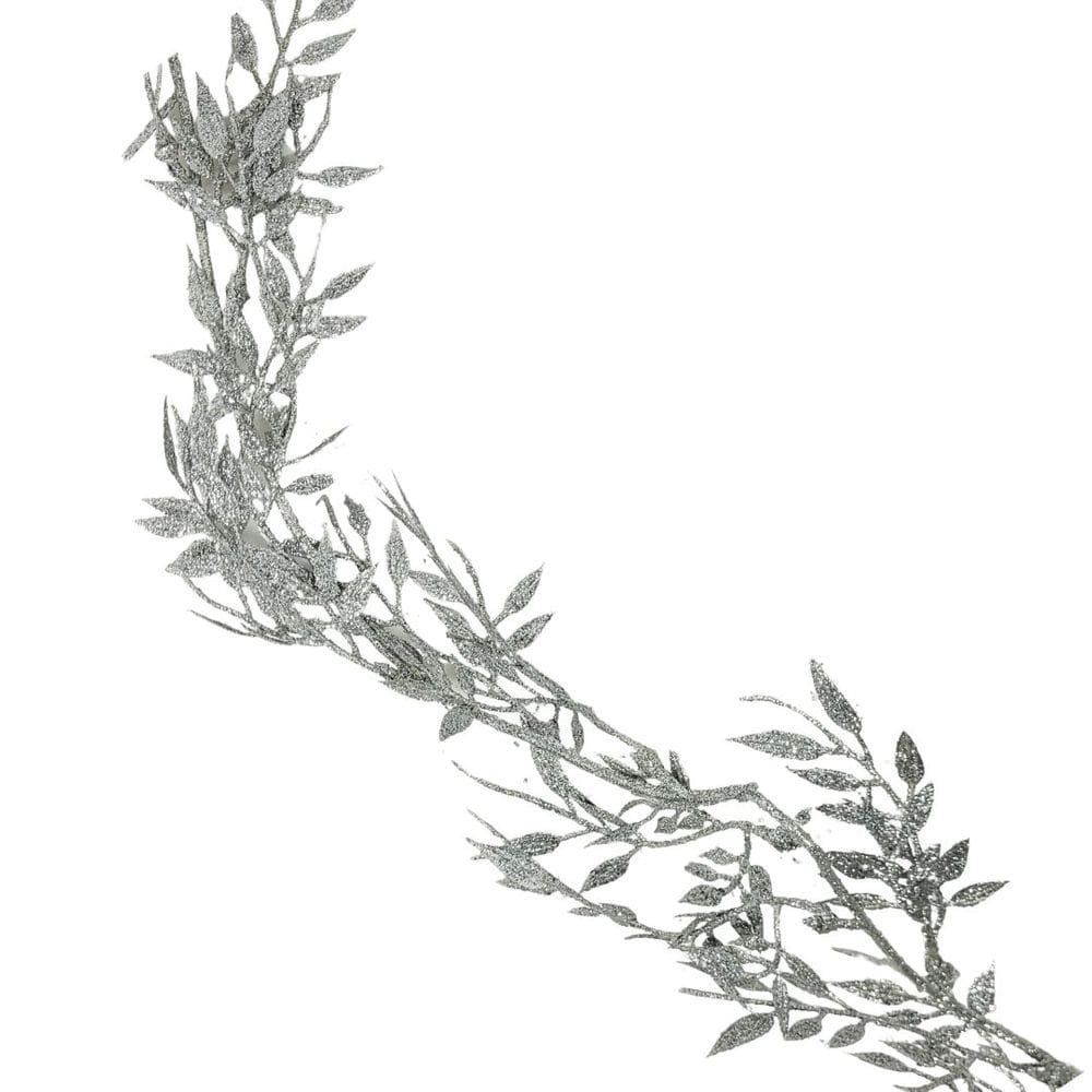 Galho Folhagem Ramificado Glitter Prata Natal 1,75 metros - Art Christmas