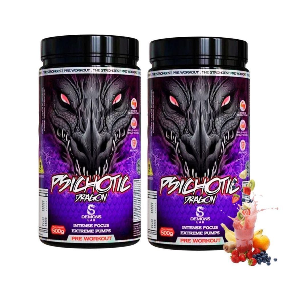 Kit Com 2X Pré Treino Psichotic Dragon 500G Demons Lab