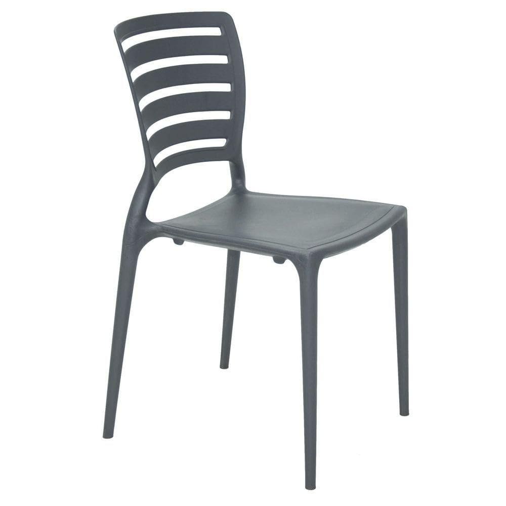 Cadeira Sofia Grafite Sem Braços Encosto Vazado Horizontal Em Polipropileno E Fibra De Vi