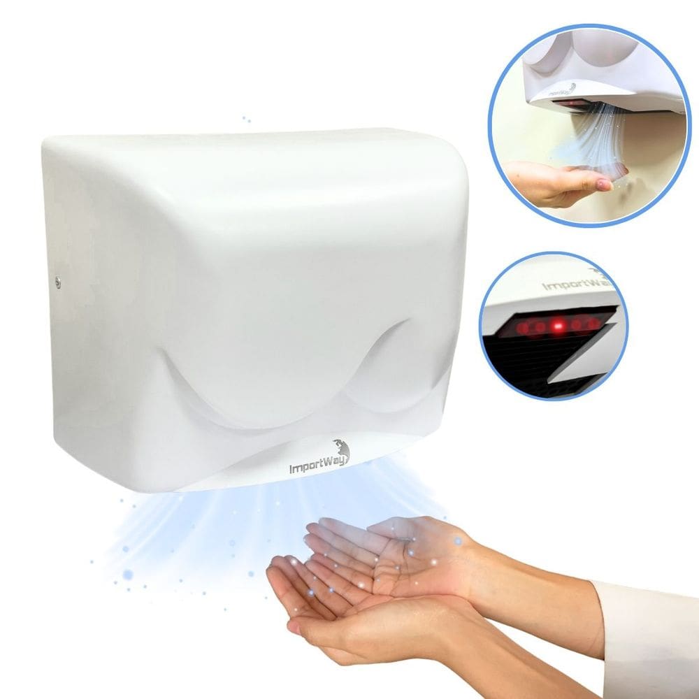Secador de Mãos Automático 16 m/s Elétrico 1500W Sensor Banheiro Alto Fluxo Importway Iwsma-16