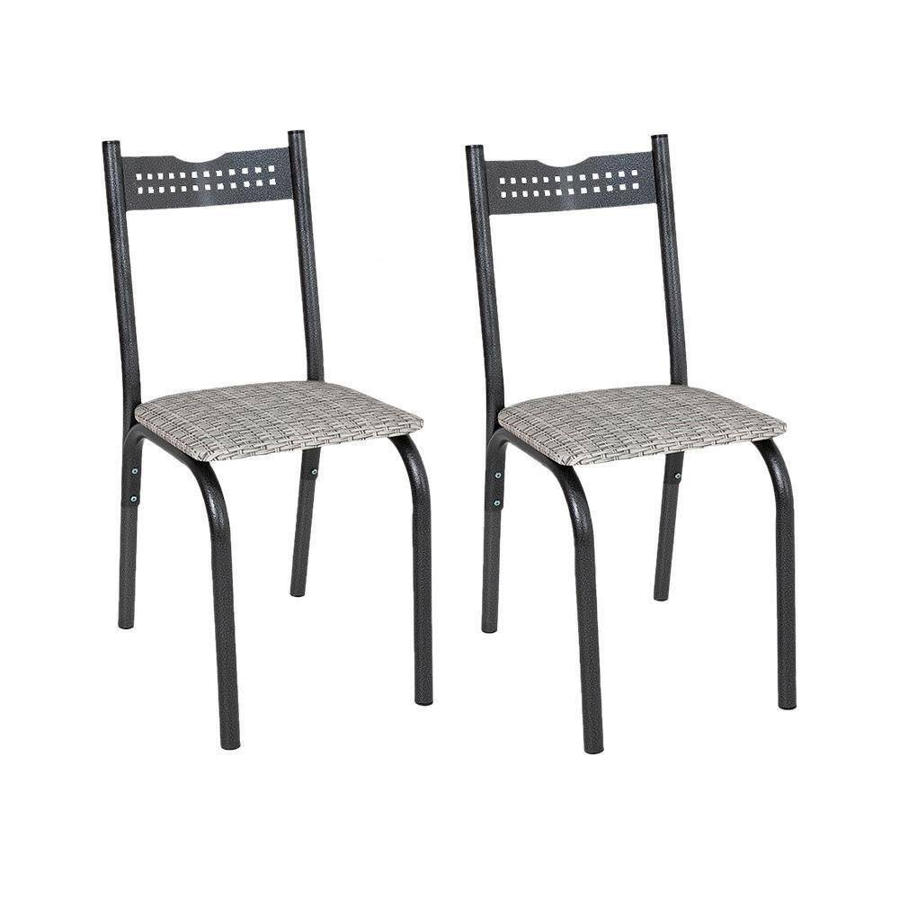 Kit Com 2 Cadeiras De Jantar Aço Preto