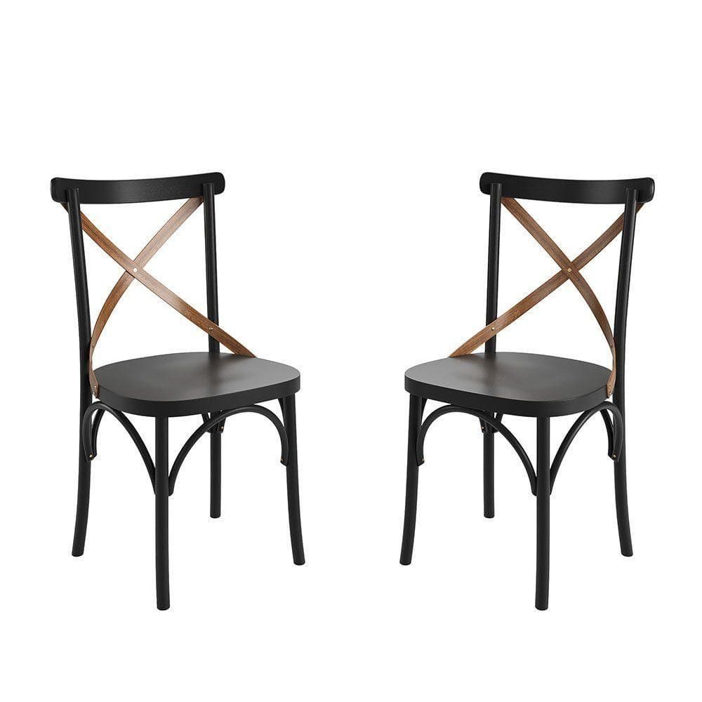 Conjunto 2 Cadeiras De Madeira Maciça Apaixone X Preto