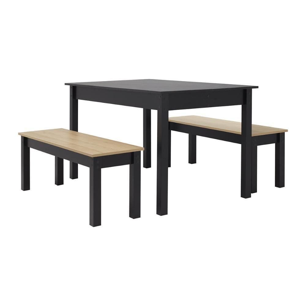 Mesa De Jantar Ditália 2bancos Ja-220+ja-225 Cor:preto Preto