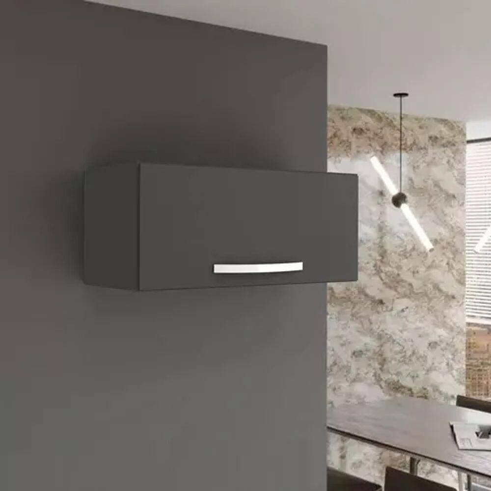 Armário Aereo De Cozinha 60cm 1 Porta Cinza - Ajl