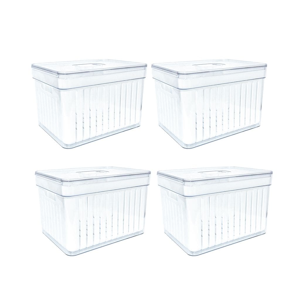 Kit 4 Cesto Organizador Cozinha P/ Geladeira Armário Transparente Conservador Alimentos Prático 3,8l