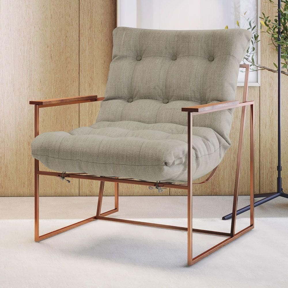 Poltrona M03 Estrutura Em Ferro Mais Decor Cobre/areia