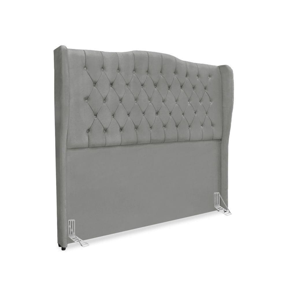 Cabeceira De Cama Box King 195 Cm Dubai Premium - Veludo Cinza Grafite
