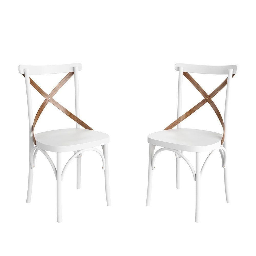 Conjunto 2 Cadeiras De Madeira Maciça Apaixone X Branco