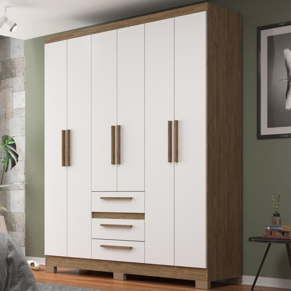 Guarda-roupa 6 Portas 3 Gavetas Rp3636 Wood Branco Decibal Wood branco