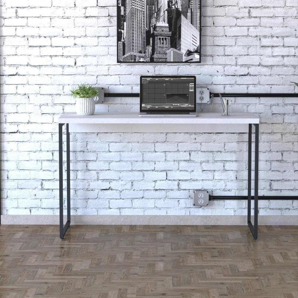Mesa Dynamica 120x50x75cm Branco Chess - Est.preta Branco Chess - Est.preta