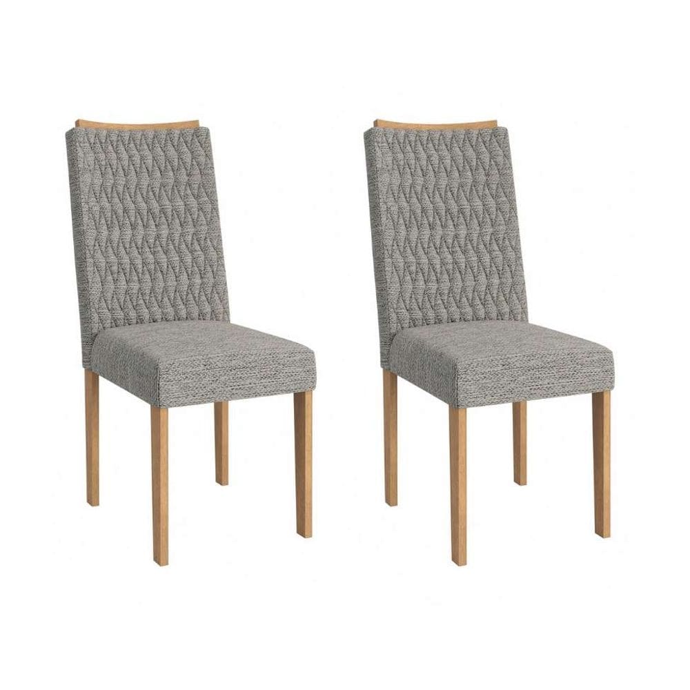 conjunto com 2 cadeiras milo linho cinza e freijó