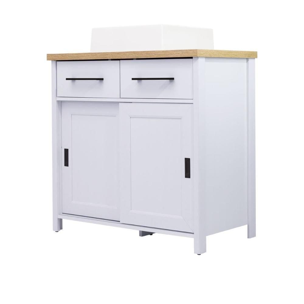 Gabinete Armário Banheiro 2 Gav 2 Pts Com Cuba Bn-03 Cinza