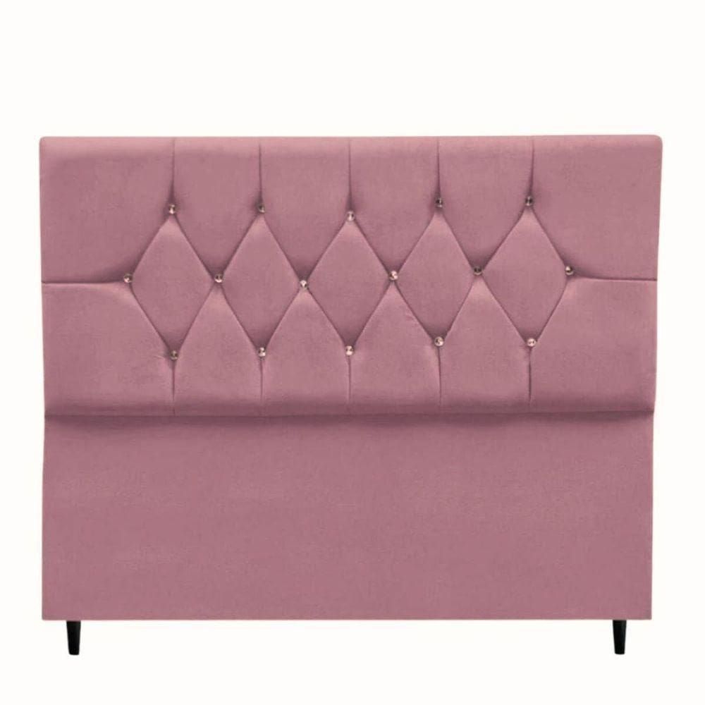 Cabeceira Cama Estofada Box Queen 160 Cm Geovana Suede Rosê