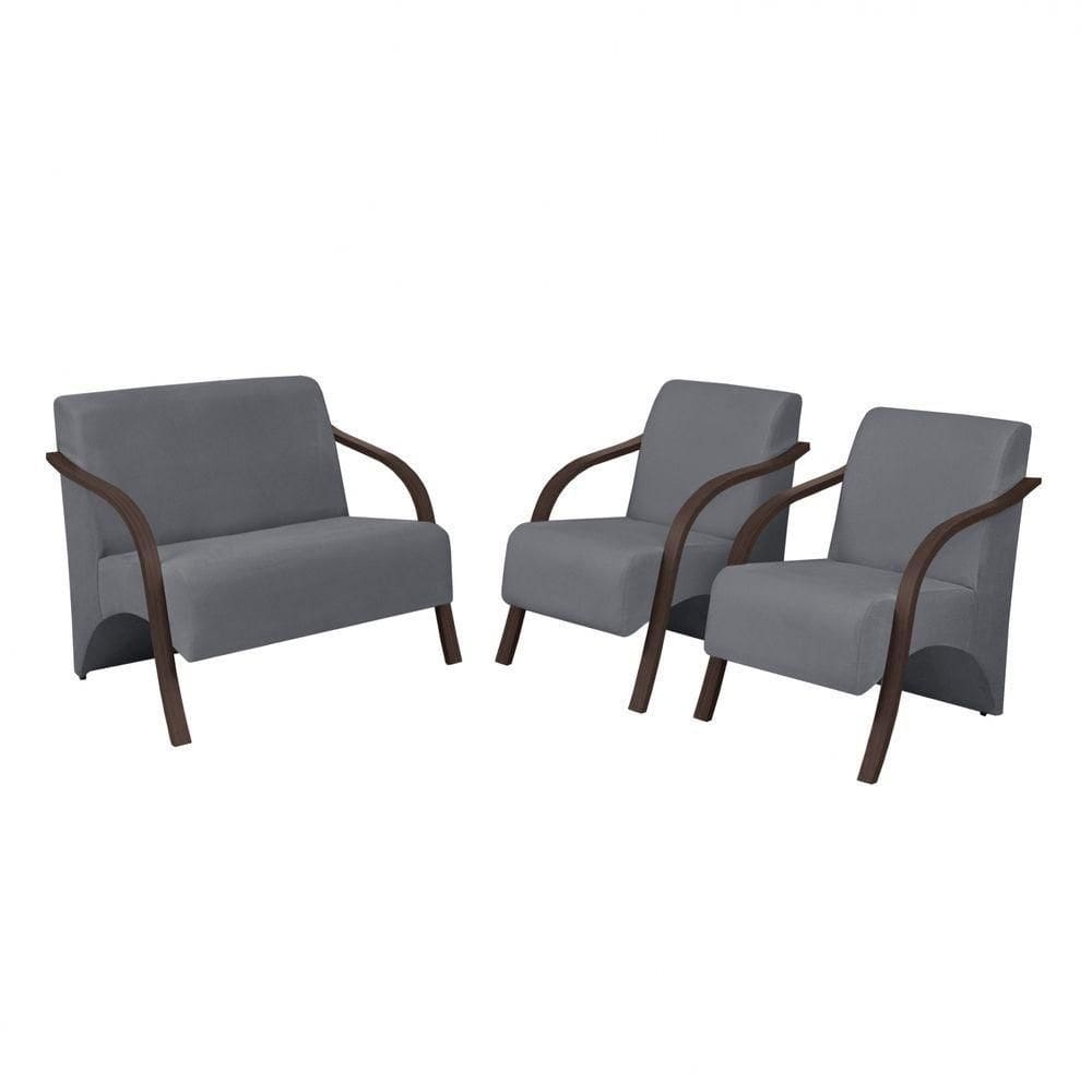 Conjunto Vênus 1 Namoradeira 2 Poltronas De 1 Lugar Escritório D Salla Suede