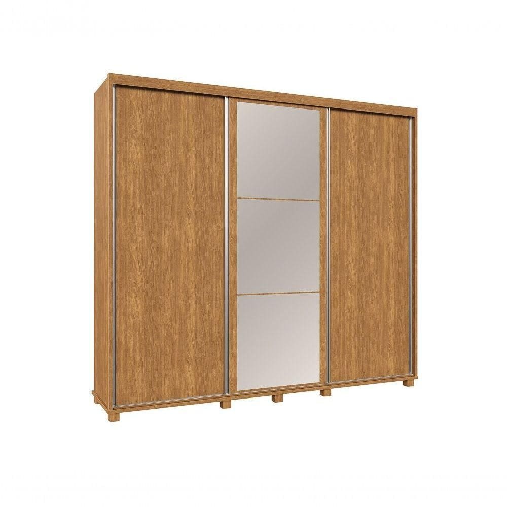 Guarda Roupa Berlin C-espelho 100% Mdf Porta De Correr Fênix cinamomo