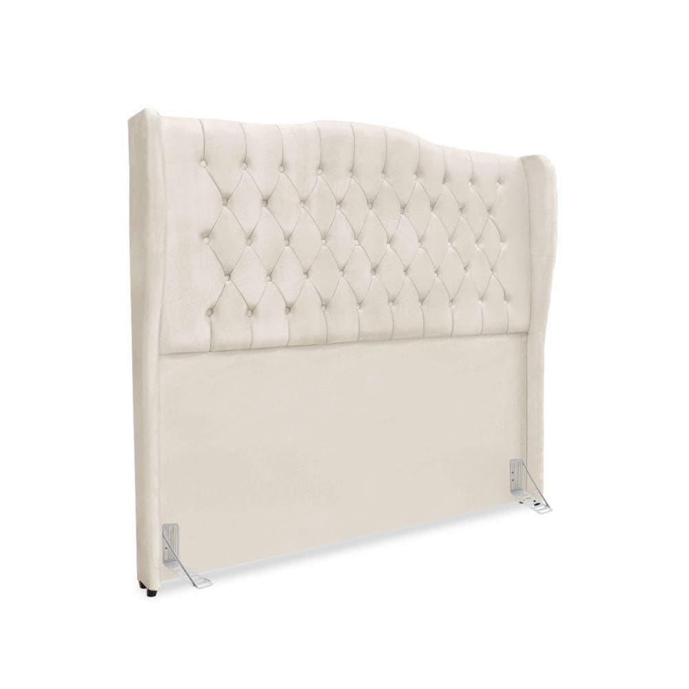 Cabeceira De Cama Box King 195 Cm Dubai Premium - Veludo Bege Claro