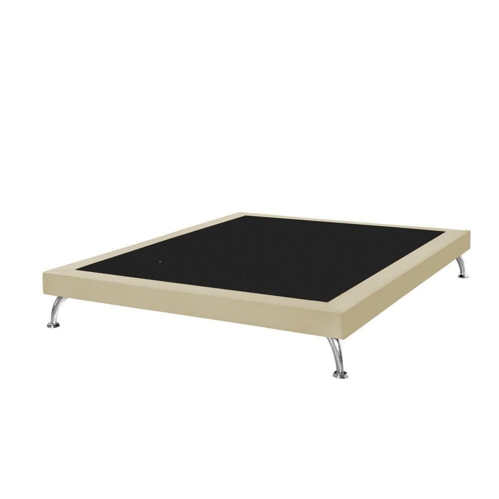 Base Cama Box Casal Japonesa 140Cm Em Veludo Bege - Cor: Preto